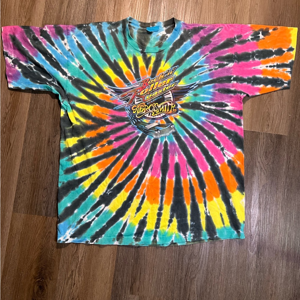 Vintage Disney Aerosmith Band “Rockin Rollercoaster” Tie-Dye T-Shirt
